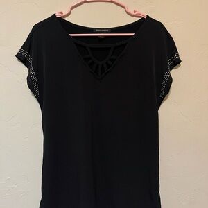 Susan Lawrence Black Short Sleeve Top with Studded Detail